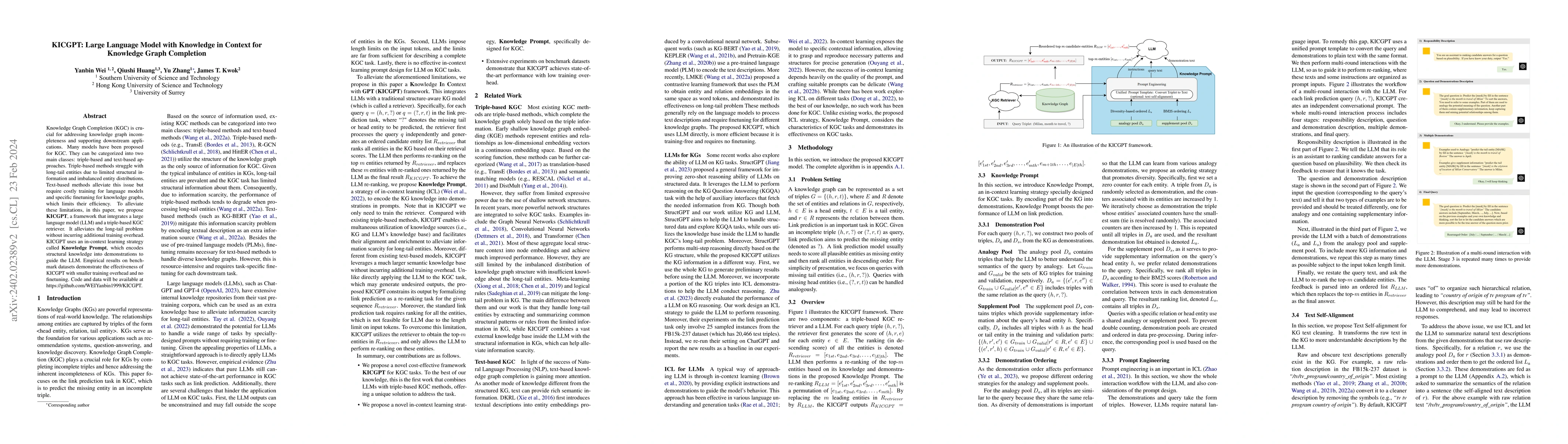 Thumbnail for KICGPT: Large Language Model with Knowledge in Context for Knowledge
  Graph Completion