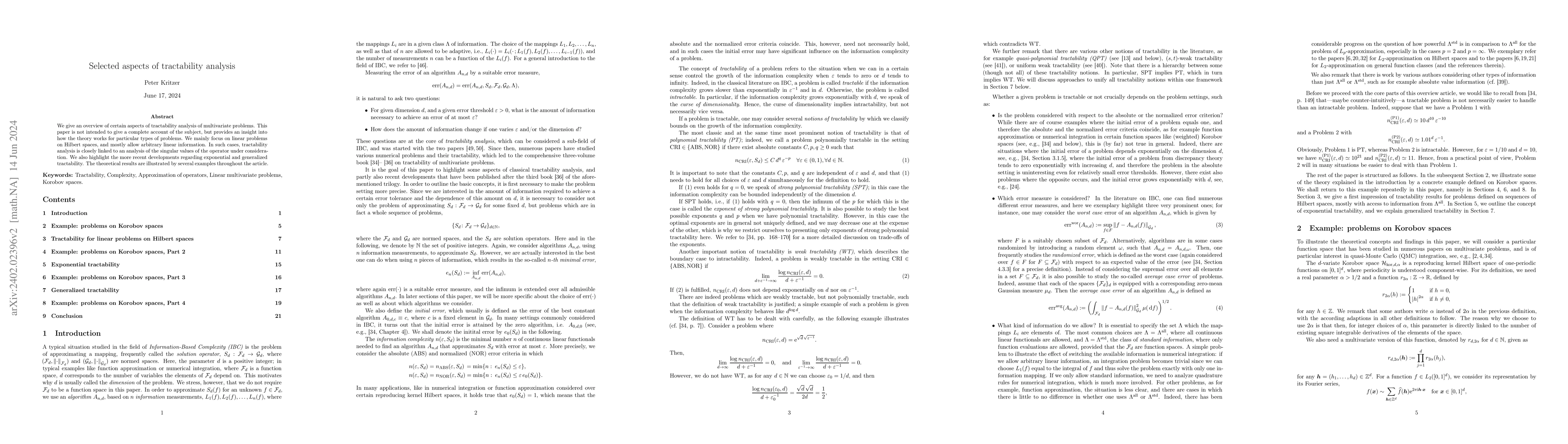 Thumbnail for Selected aspects of tractability analysis