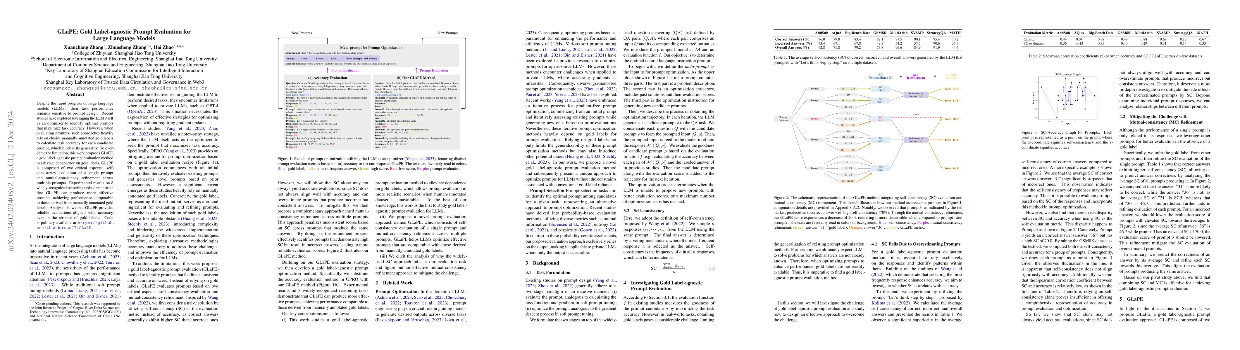 Thumbnail for GLaPE: Gold Label-agnostic Prompt Evaluation and Optimization for Large
  Language Model