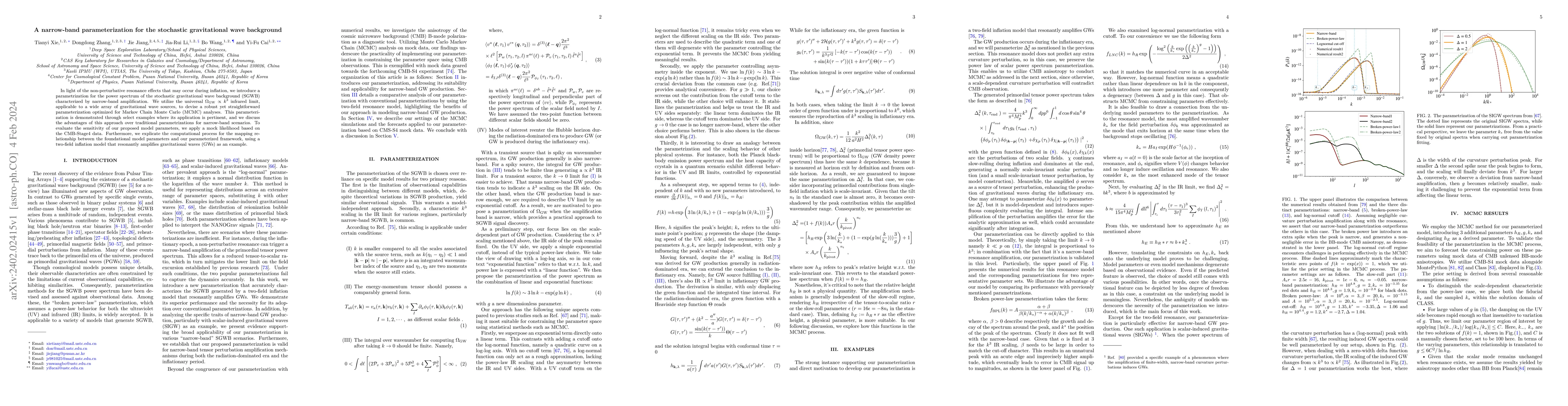 Thumbnail for A narrow-band parameterization for the stochastic gravitational wave
  background
