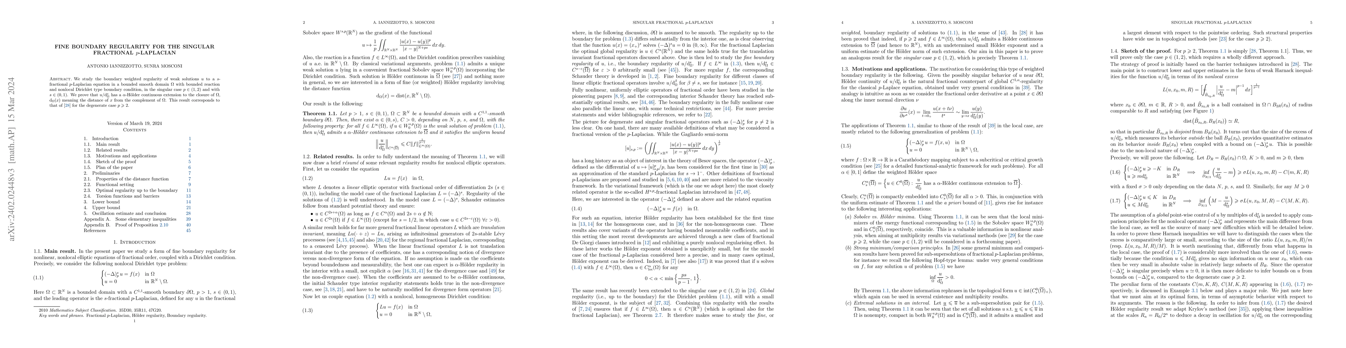 Thumbnail for Fine boundary regularity for the singular fractional p-Laplacian