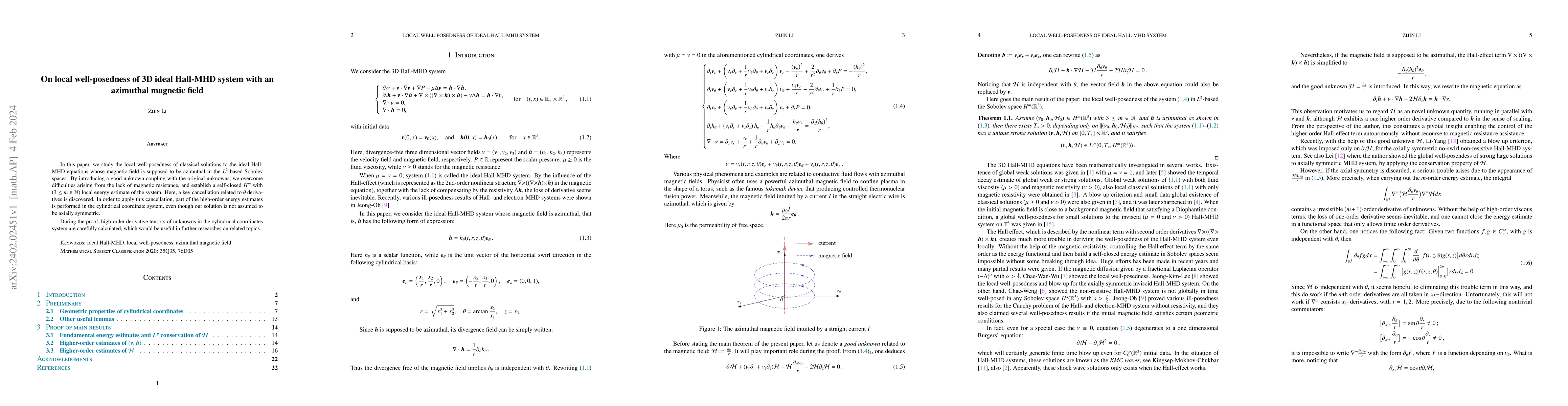 Thumbnail for On local well-posedness of 3D ideal Hall-MHD system with an azimuthal
  magnetic field