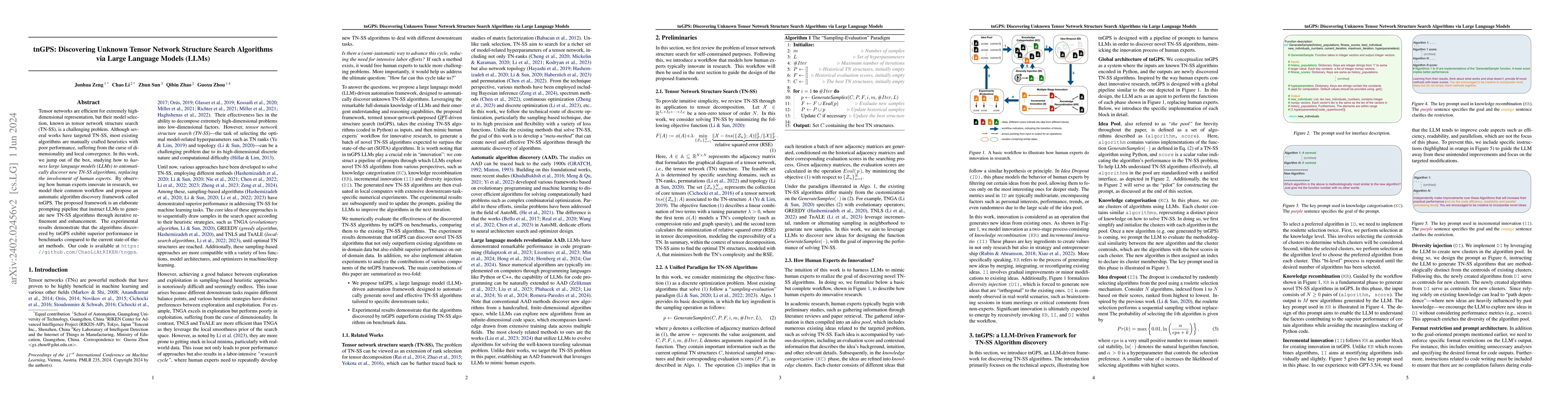Thumbnail for tnGPS: Discovering Unknown Tensor Network Structure Search Algorithms
  via Large Language Models (LLMs)