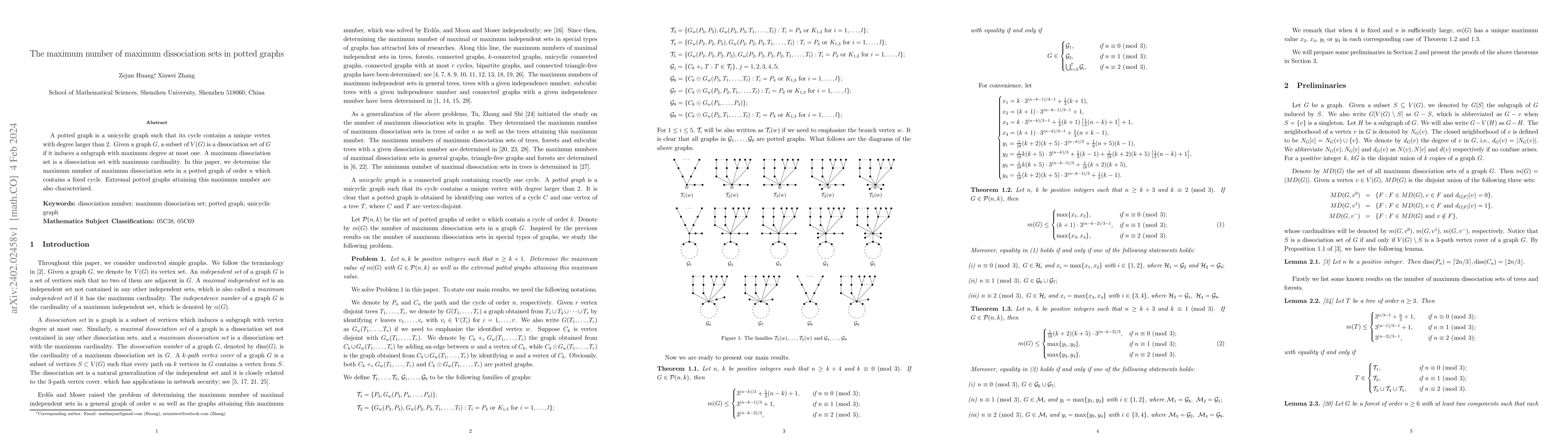 Thumbnail for The maximum number of maximum dissociation sets in potted graphs