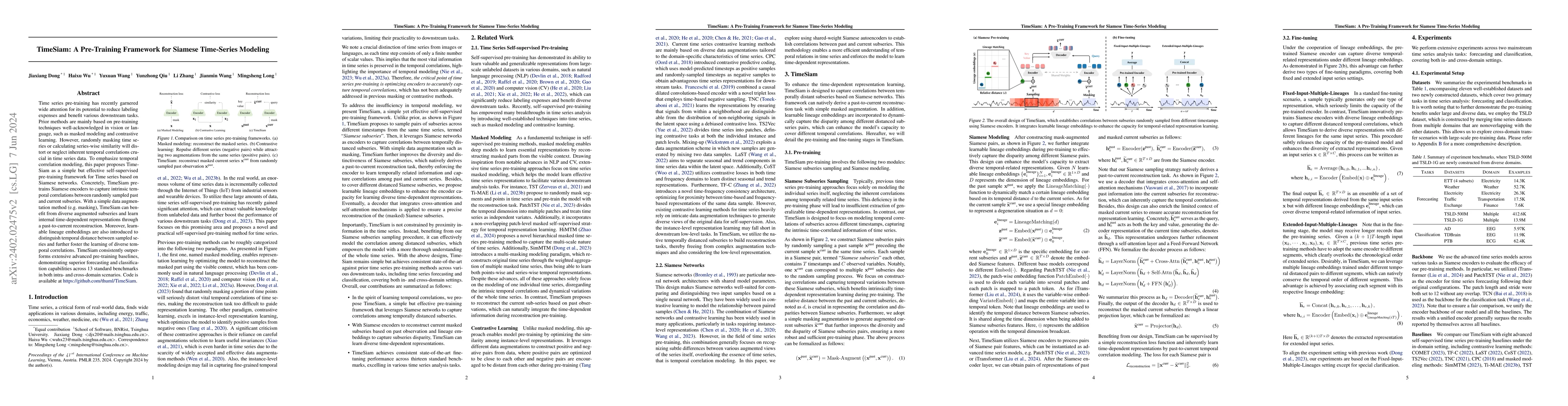 Thumbnail for TimeSiam: A Pre-Training Framework for Siamese Time-Series Modeling