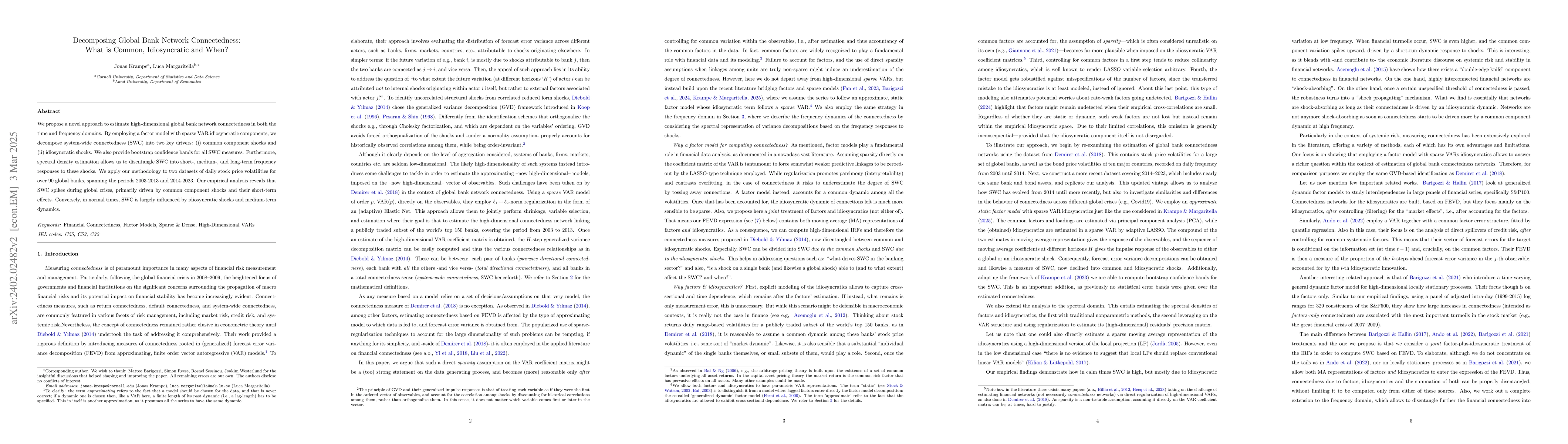 Thumbnail for Global bank network connectedness revisited: What is common,
  idiosyncratic and when?