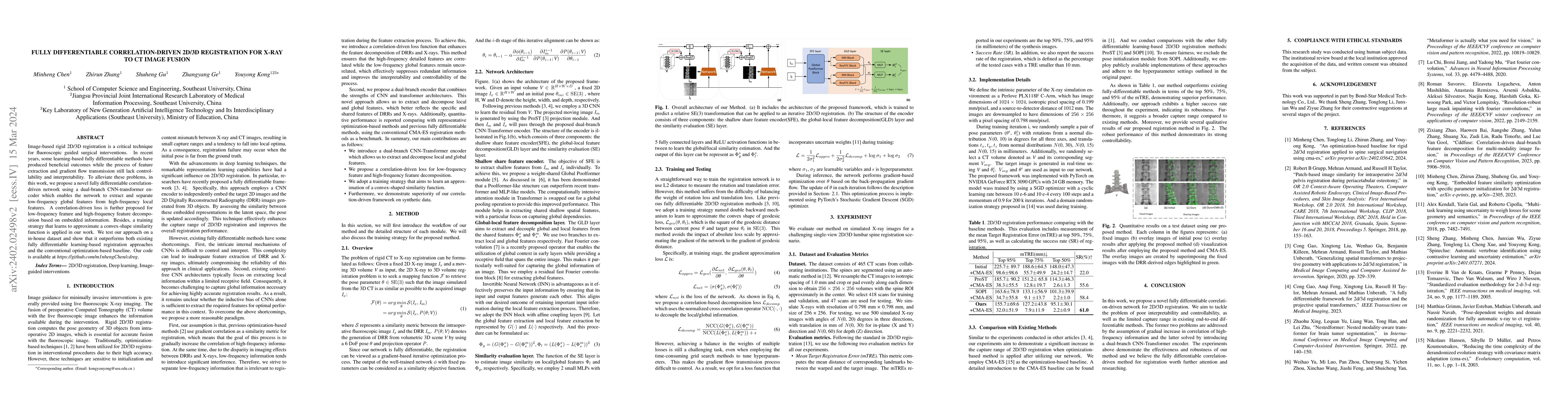 Thumbnail for Fully Differentiable Correlation-driven 2D/3D Registration for X-ray to
  CT Image Fusion