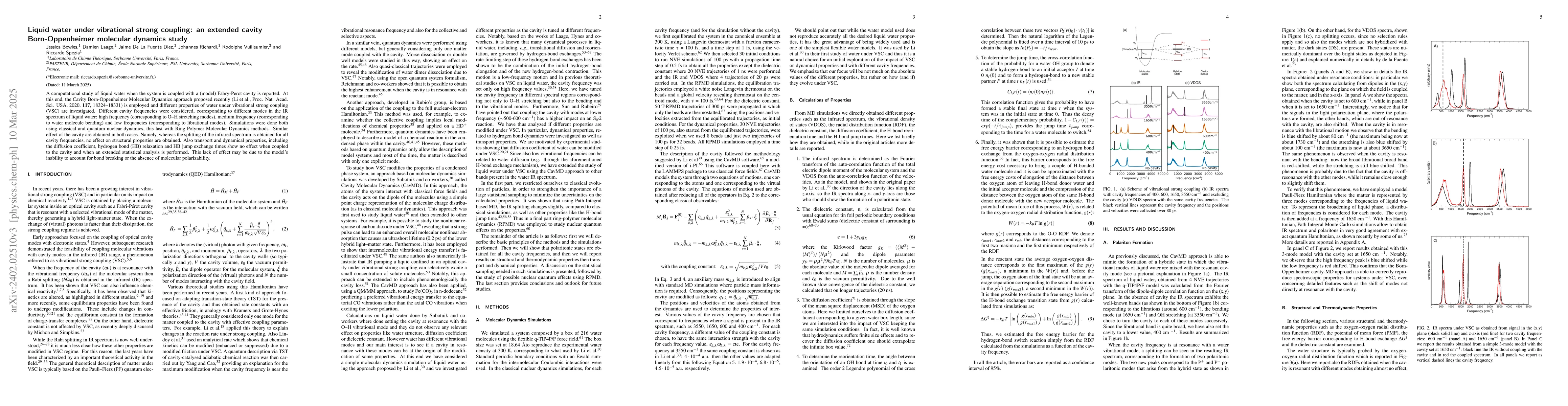 Thumbnail for On the Modification of Liquid Water Properties under Vibrational Strong
  Coupling