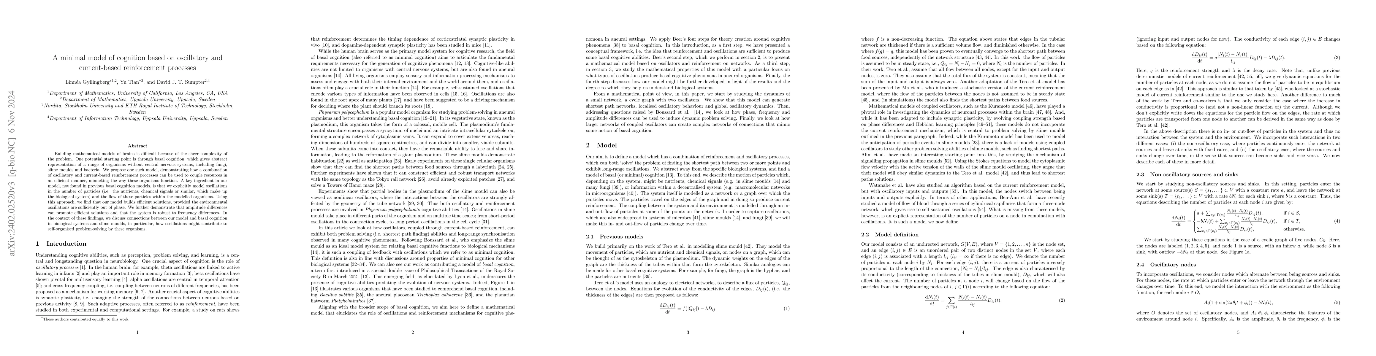 Thumbnail for A minimal model of cognition based on oscillatory and reinforcement
  processes