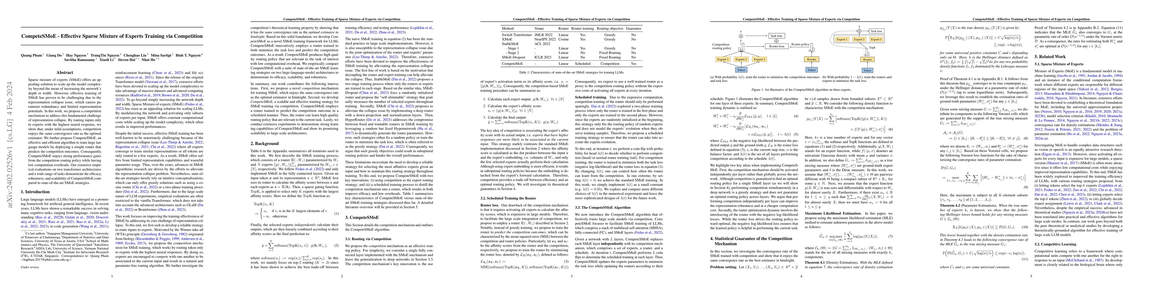 Thumbnail for CompeteSMoE -- Effective Training of Sparse Mixture of Experts via
  Competition
