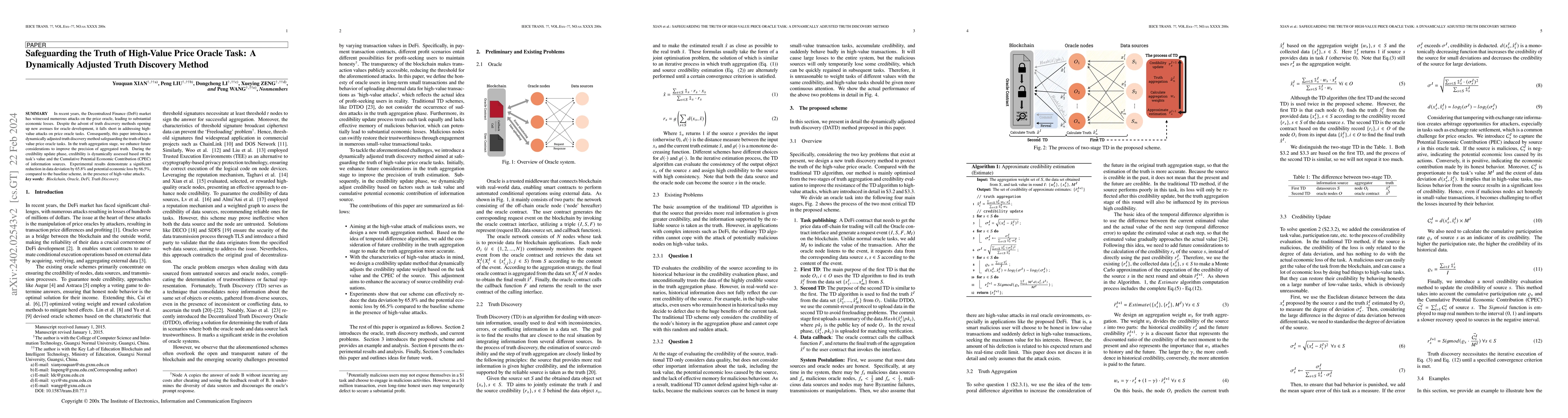 Thumbnail for Safeguarding the Truth of High-Value Price Oracle Task: A Dynamically
  Adjusted Truth Discovery Method