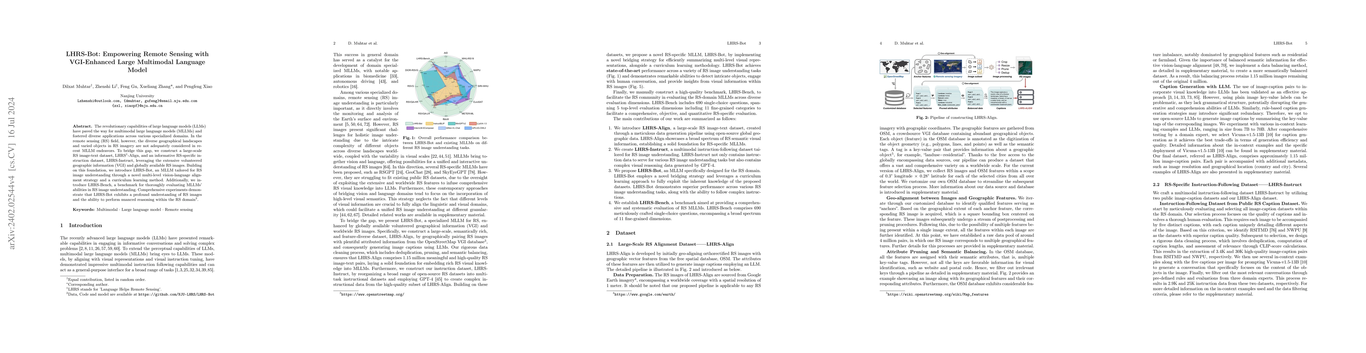 Thumbnail for LHRS-Bot: Empowering Remote Sensing with VGI-Enhanced Large Multimodal
  Language Model