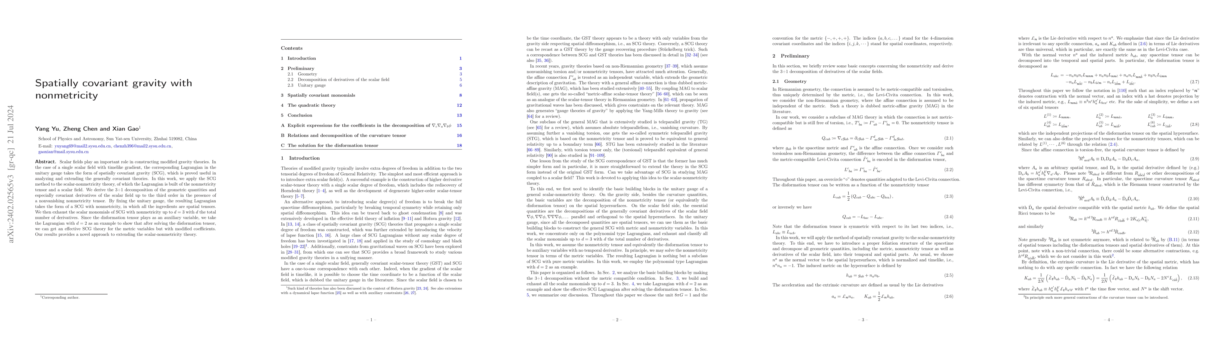 Thumbnail for Spatially covariant gravity with nonmetricity