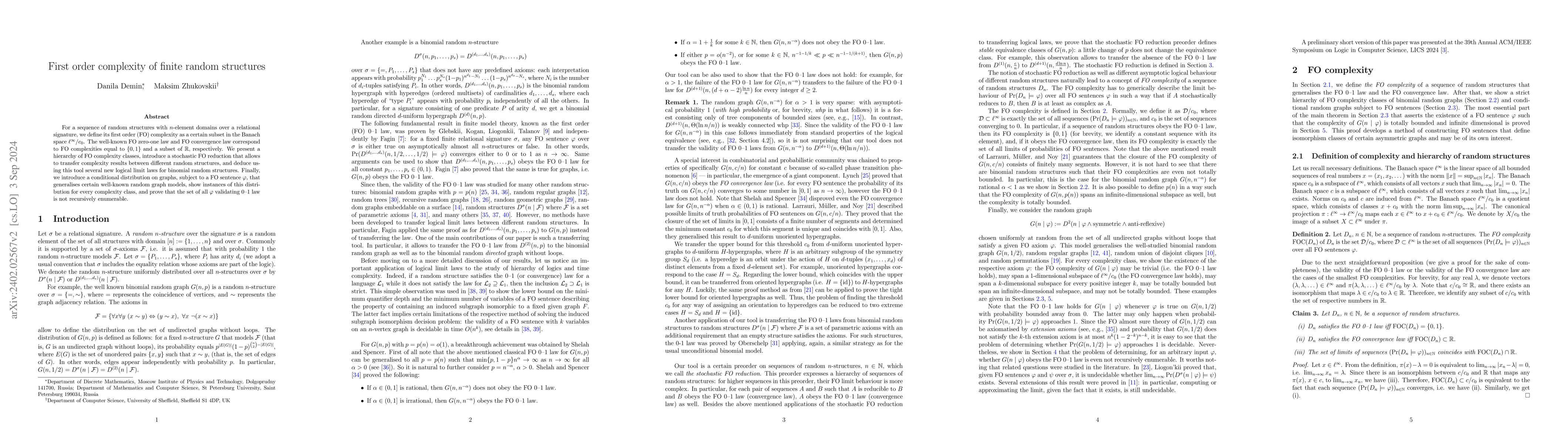 Thumbnail for First order complexity of finite random structures