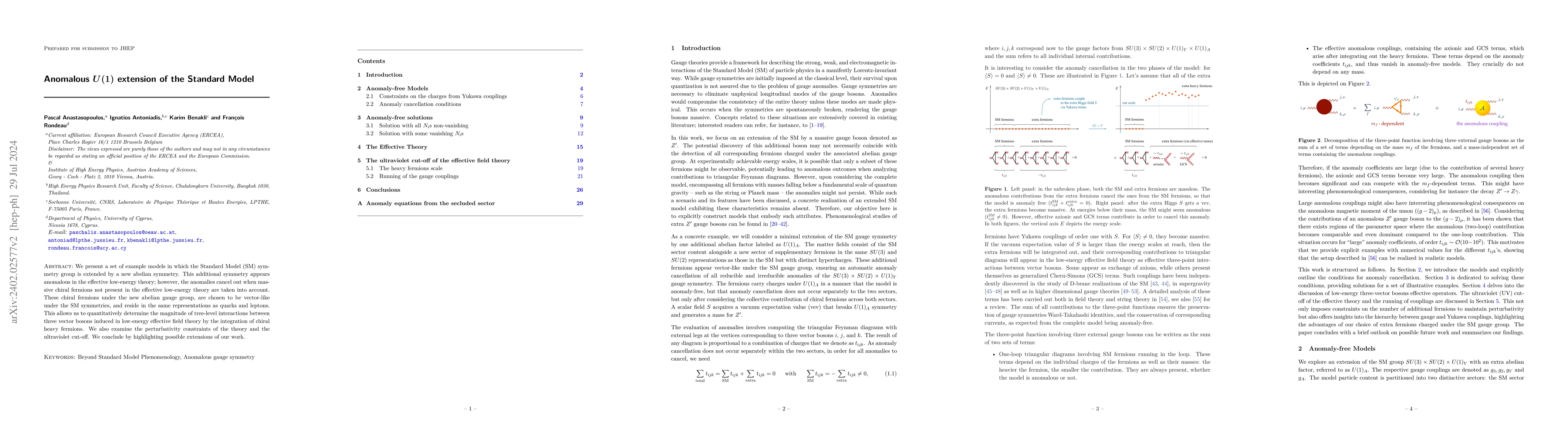 Thumbnail for Anomalous $U(1)$ extension of the Standard Model