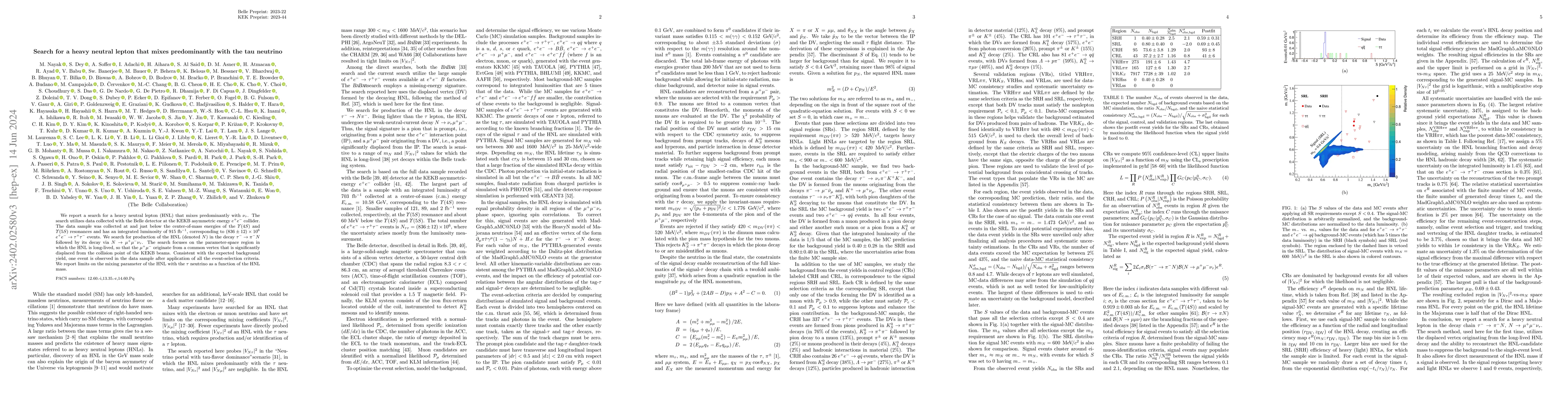 Thumbnail for Search for a heavy neutral lepton that mixes predominantly with the tau
  neutrino
