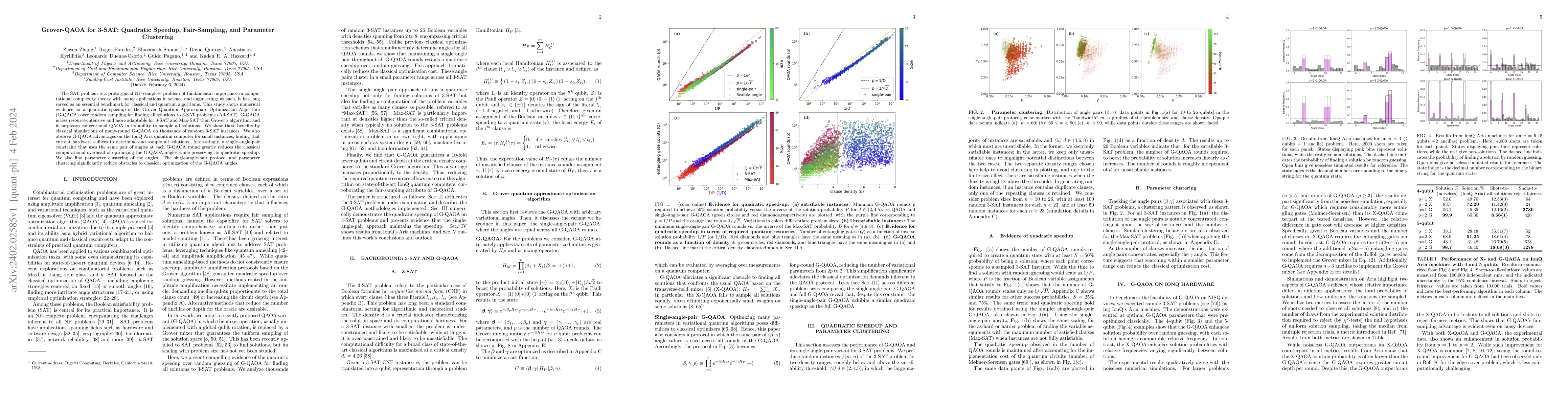 Thumbnail for Grover-QAOA for 3-SAT: Quadratic Speedup, Fair-Sampling, and Parameter
  Clustering