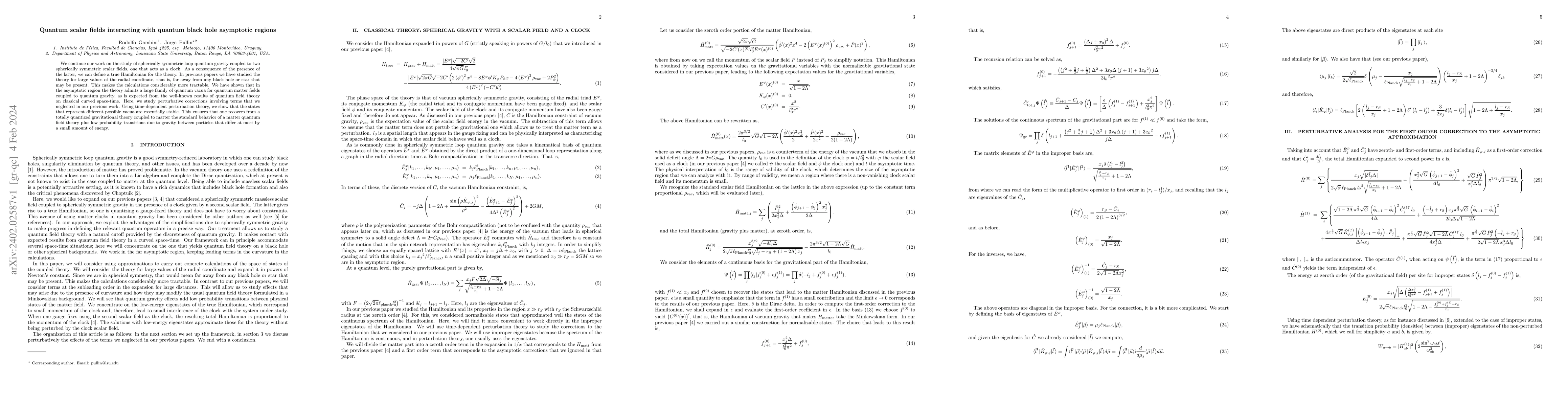 Thumbnail for Quantum scalar fields interacting with quantum black hole asymptotic
  regions