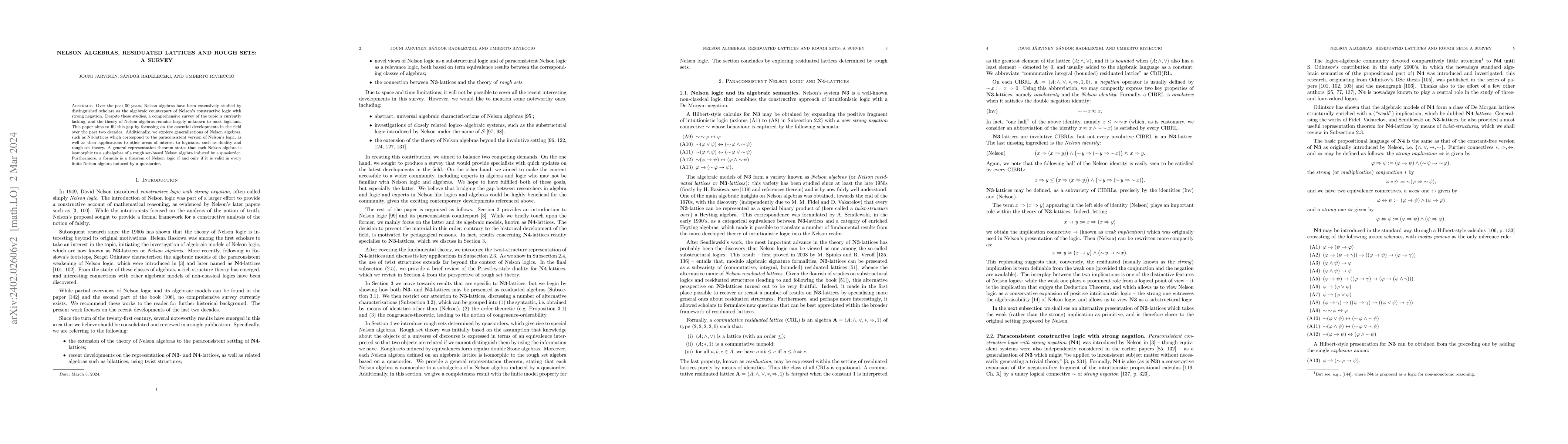 Thumbnail for Nelson algebras, residuated lattices and rough sets: A survey