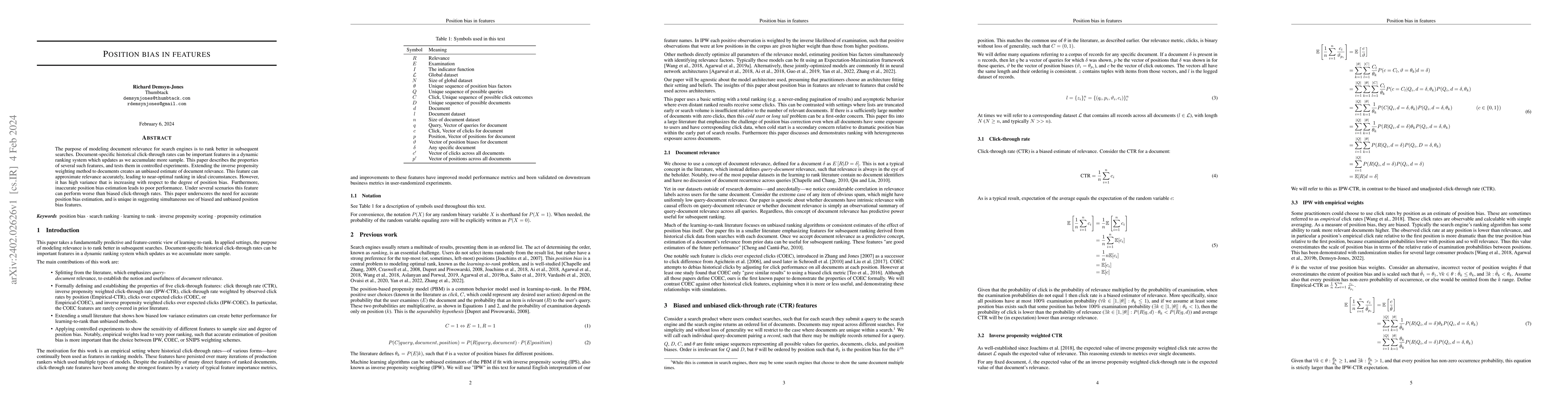 Thumbnail for Position bias in features