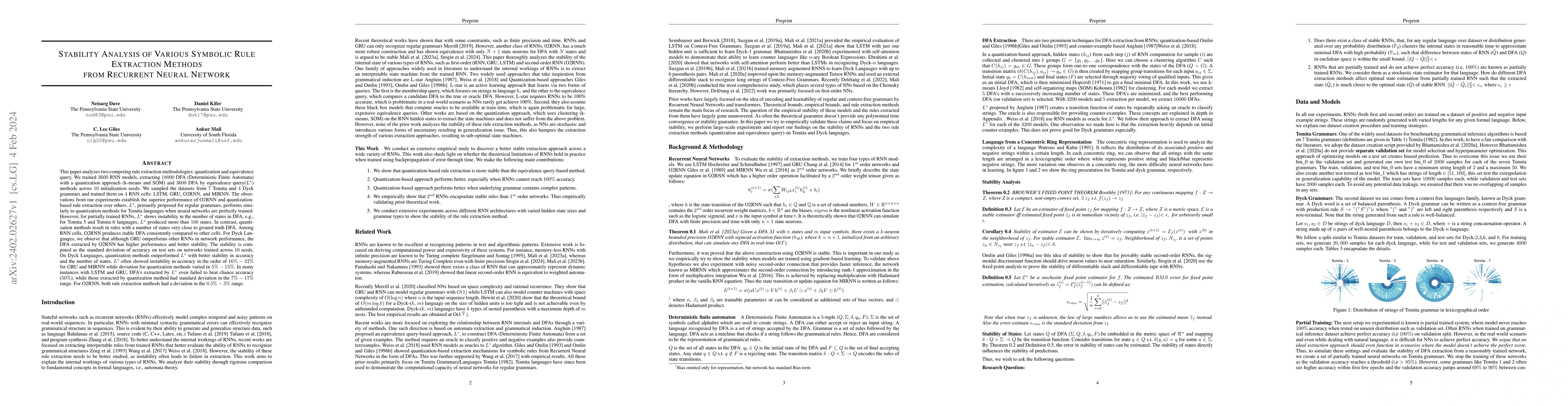 Thumbnail for Stability Analysis of Various Symbolic Rule Extraction Methods from
  Recurrent Neural Network
