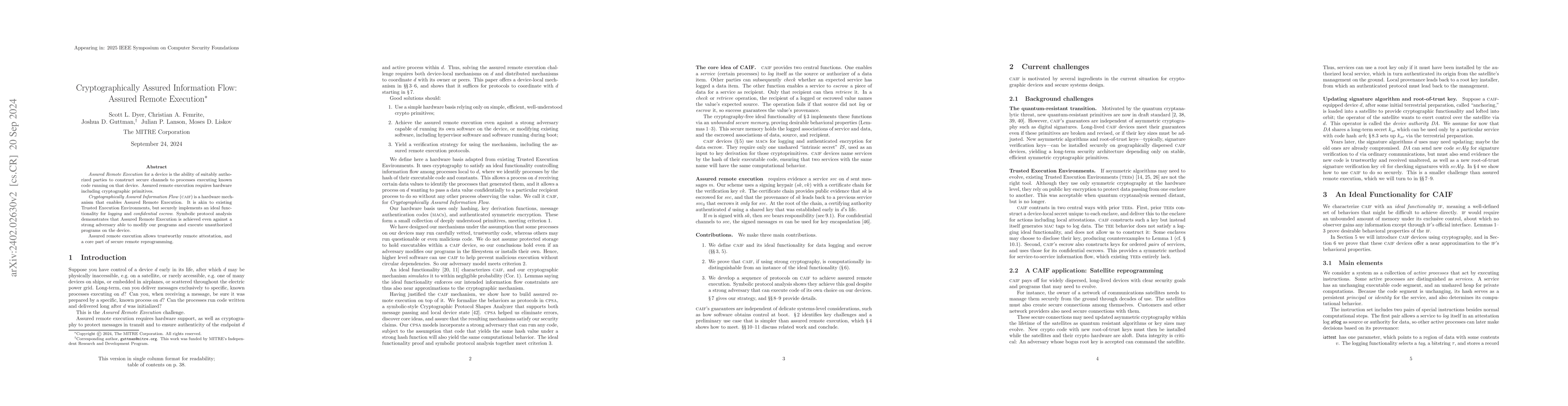 Thumbnail for Cryptographically Assured Information Flow: Assured Remote Execution