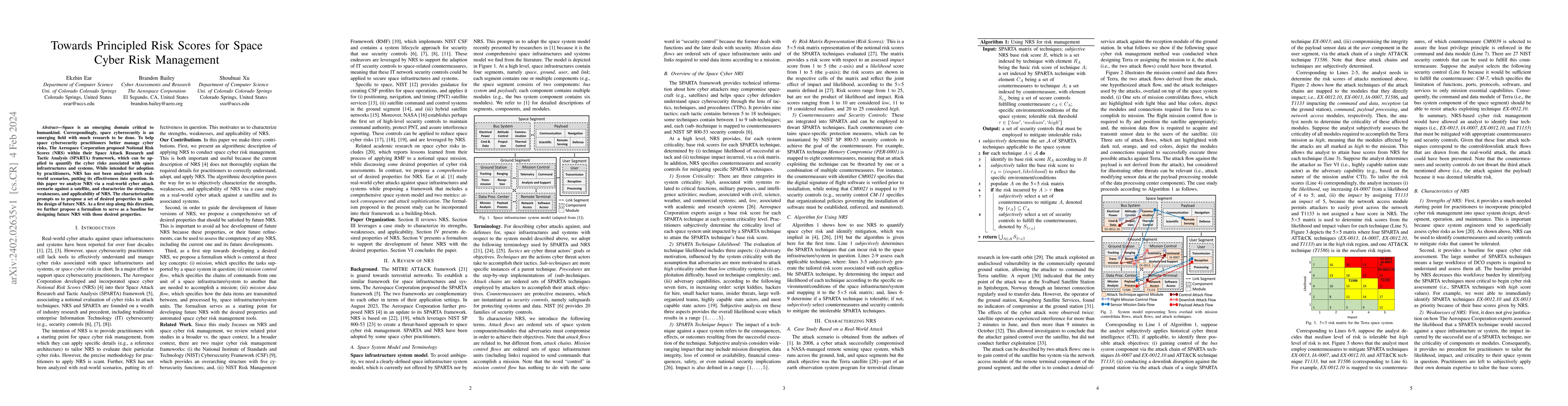 Thumbnail for Towards Principled Risk Scores for Space Cyber Risk Management