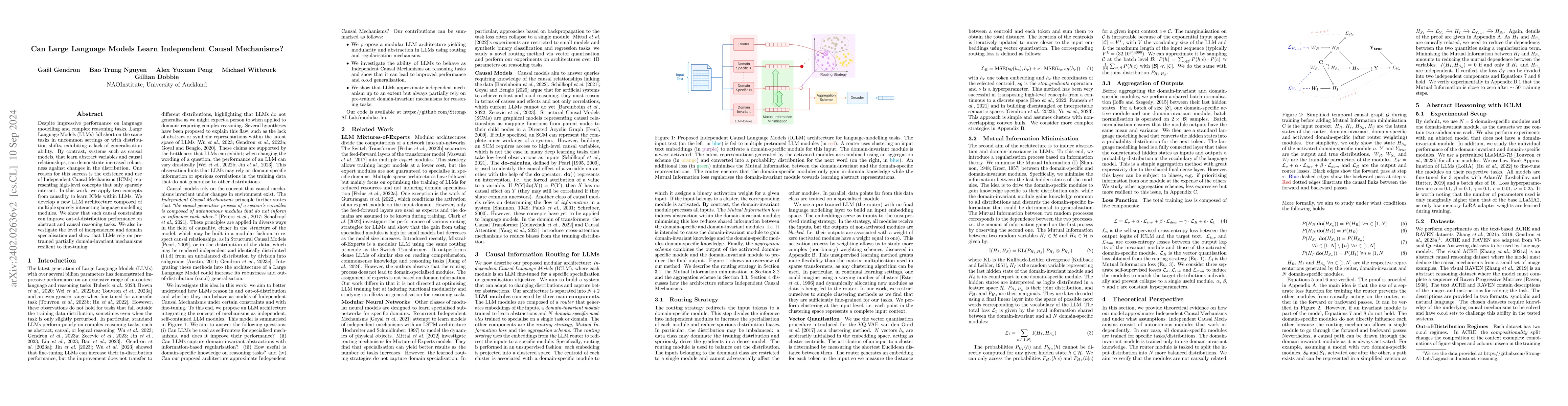 Thumbnail for Can Large Language Models Learn Independent Causal Mechanisms?