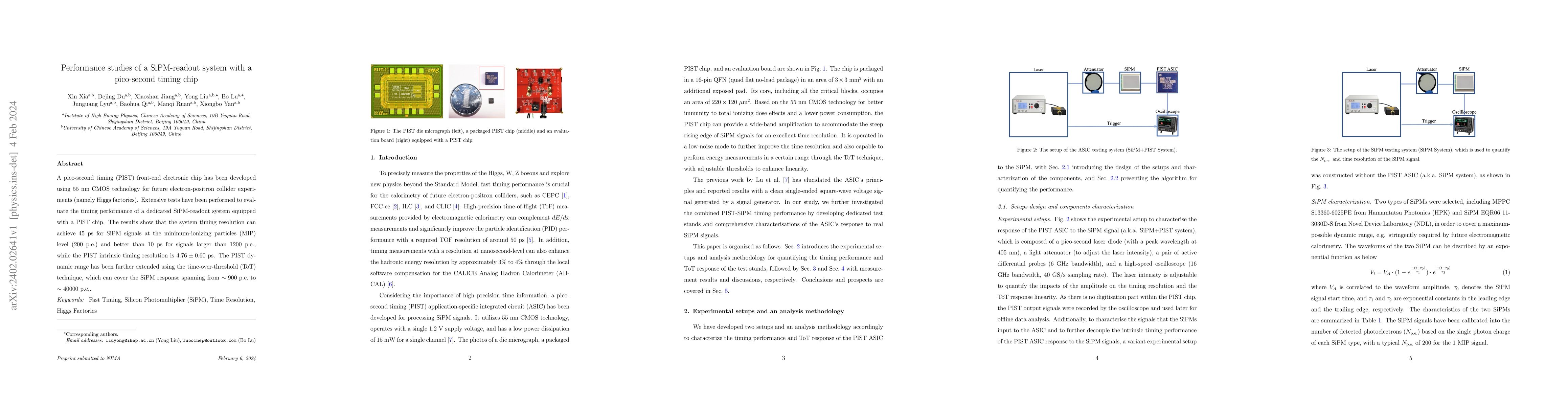 Thumbnail for Performance studies of a SiPM-readout system with a pico-second timing
  chip