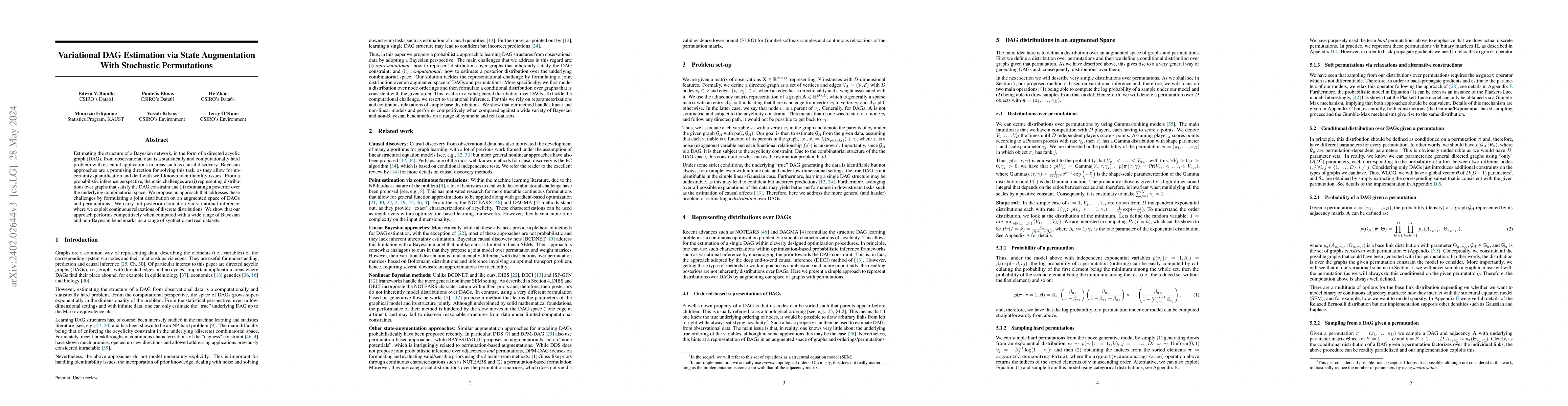 Thumbnail for Variational DAG Estimation via State Augmentation With Stochastic
  Permutations