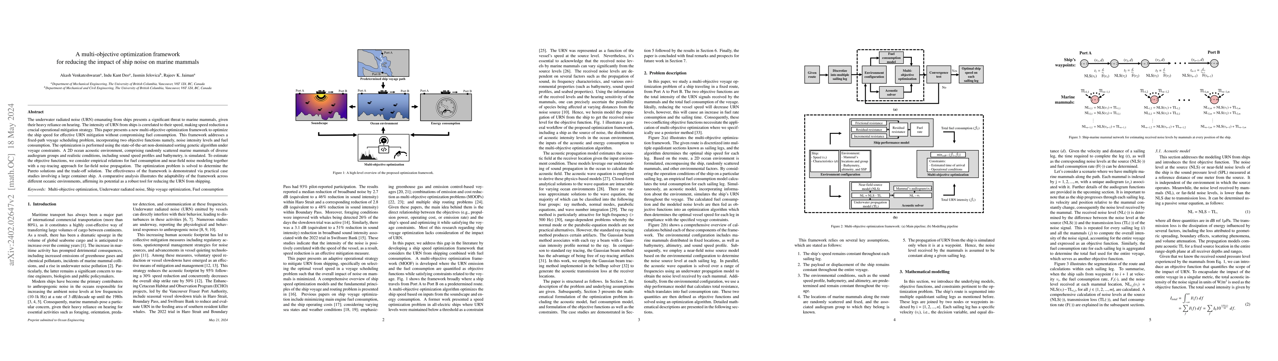 Thumbnail for A multi-objective optimization framework for reducing the impact of ship
  noise on marine mammals