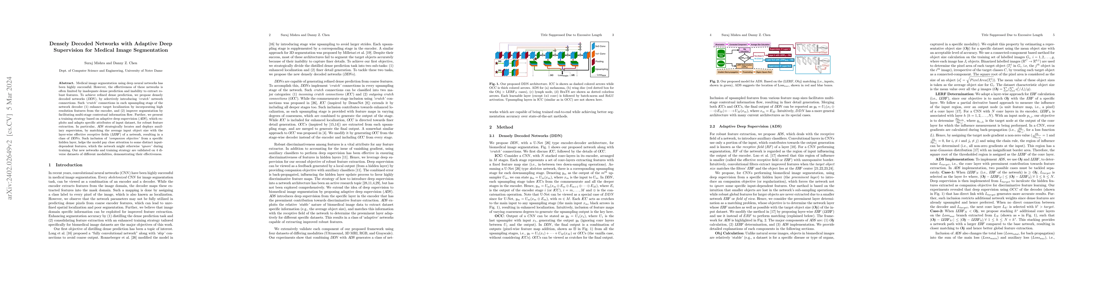 Thumbnail for Densely Decoded Networks with Adaptive Deep Supervision for Medical
  Image Segmentation
