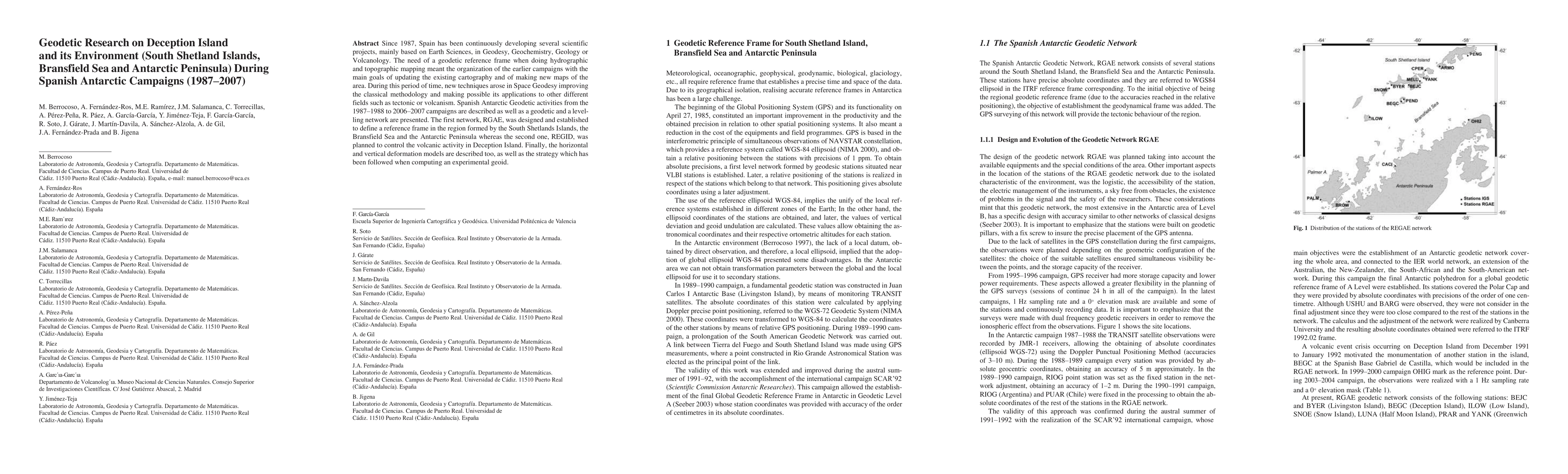Thumbnail for Geodetic Research on Deception Island and its Environment (South
  Shetland Islands, Bransfield Sea and Antarctic Peninsula) During Spanish
  Antarctic Campaigns (1987-2007)