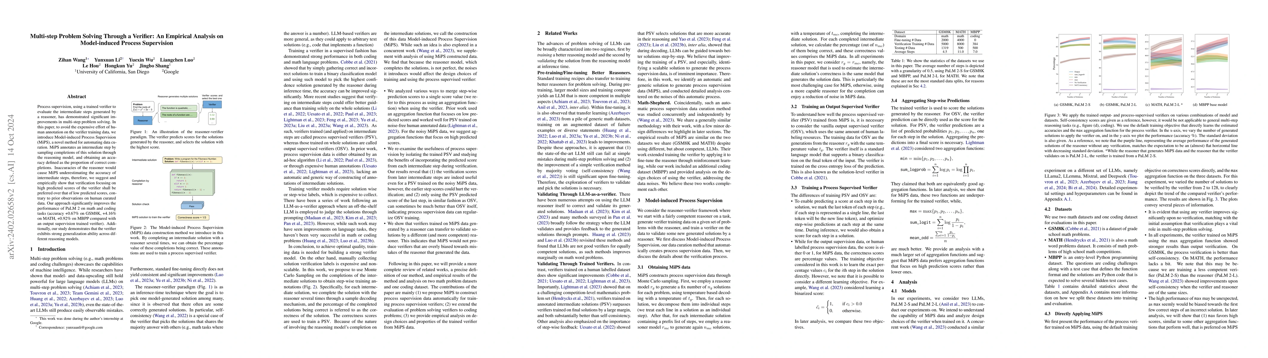 Thumbnail for Multi-step Problem Solving Through a Verifier: An Empirical Analysis on
  Model-induced Process Supervision