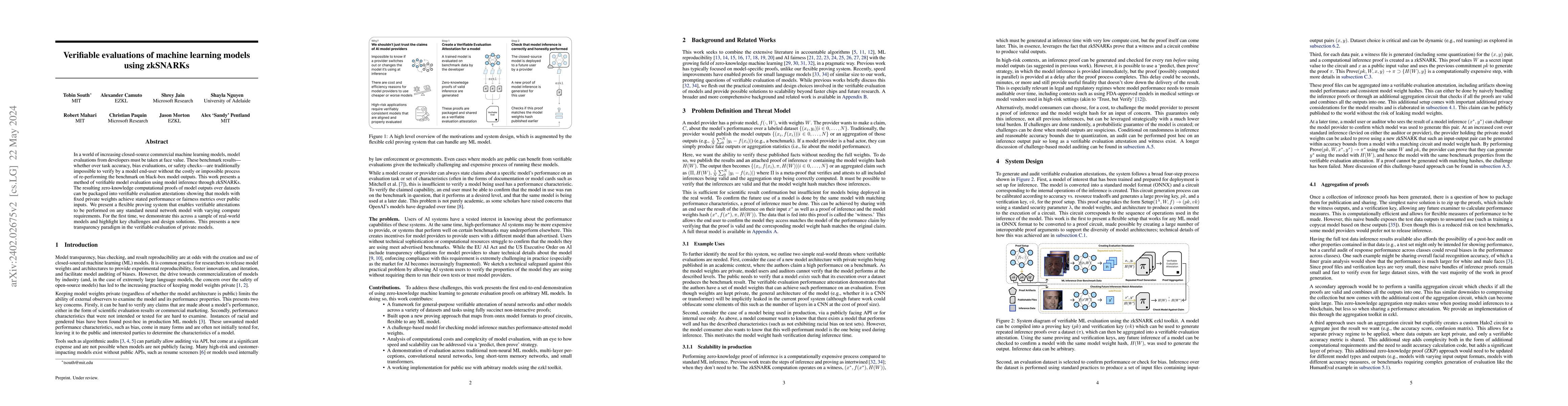 Thumbnail for Verifiable evaluations of machine learning models using zkSNARKs