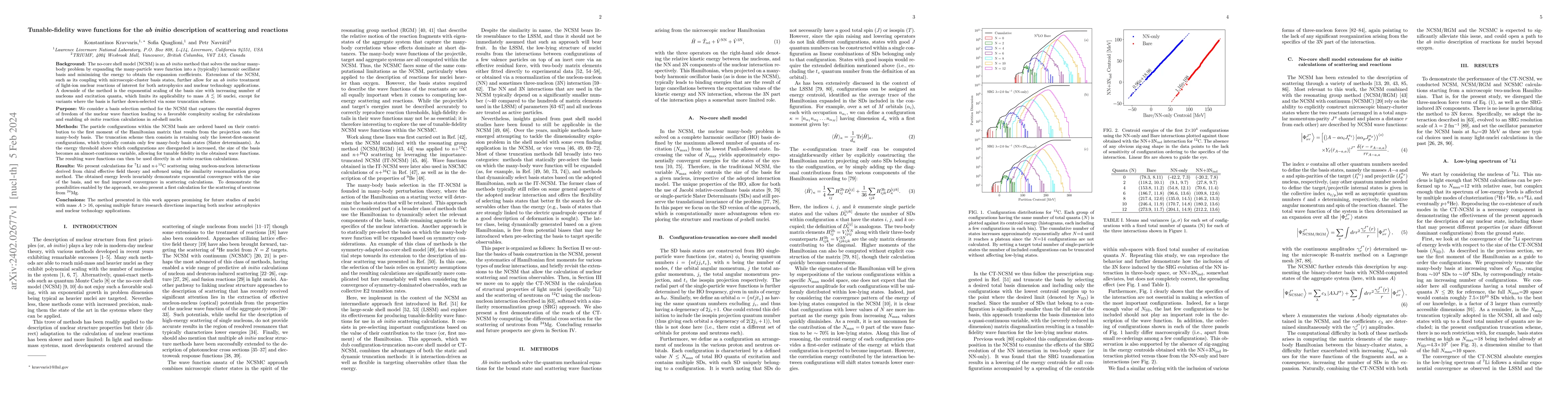 Thumbnail for Tunable-fidelity wave functions for the \textit{ab initio} description
  of scattering and reactions