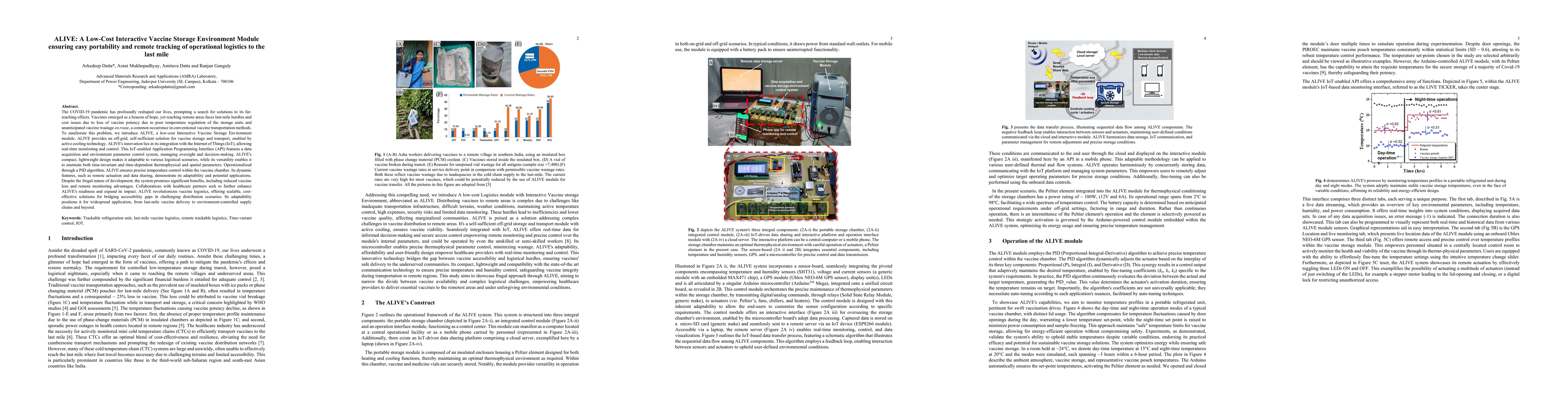 Thumbnail for ALIVE: A Low-Cost Interactive Vaccine Storage Environment Module
  ensuring easy portability and remote tracking of operational logistics to the
  last mile