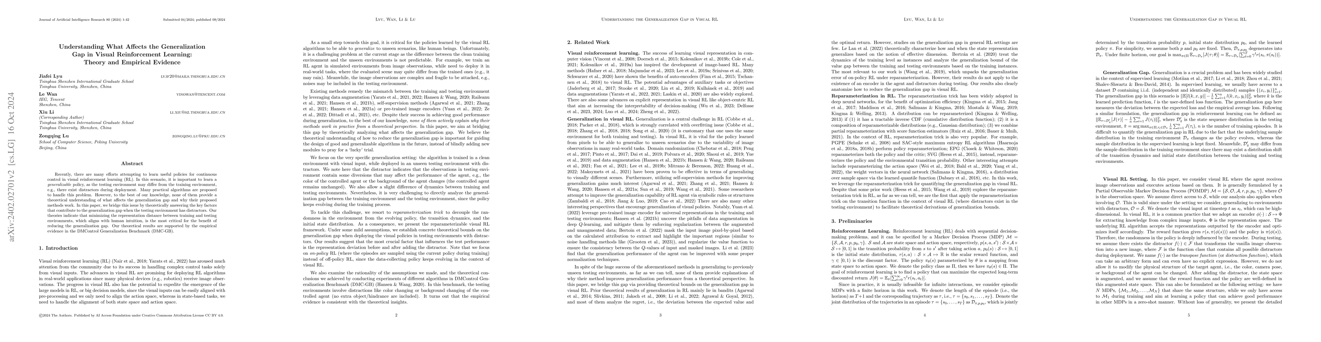 Thumbnail for Understanding What Affects Generalization Gap in Visual Reinforcement
  Learning: Theory and Empirical Evidence