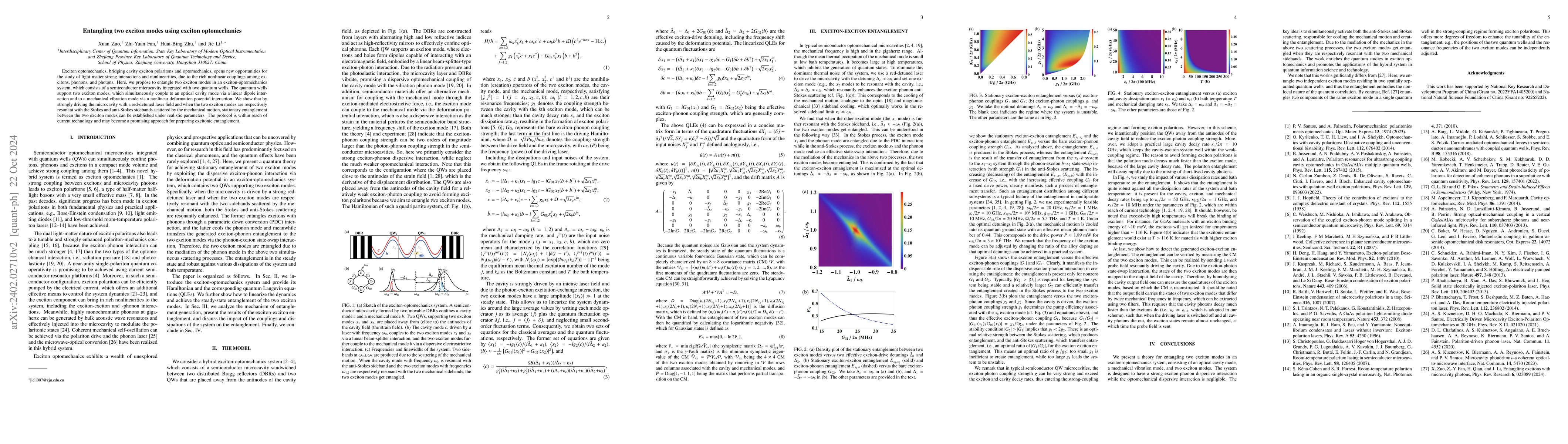 Thumbnail for Entangling two exciton modes using exciton optomechanics