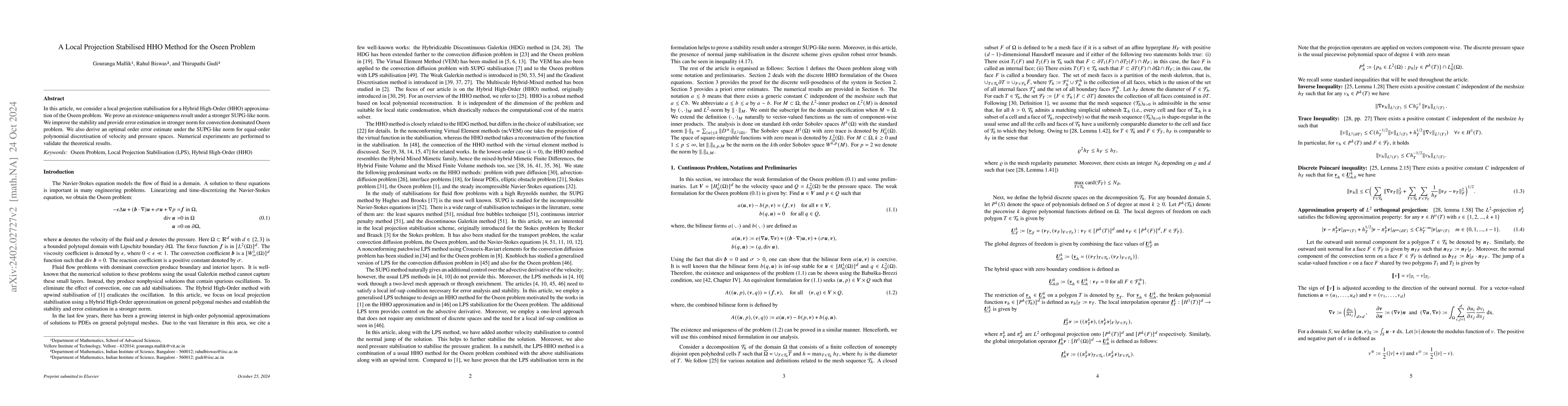 Thumbnail for A Local Projection Stabilised HHO Method for the Oseen Problem
