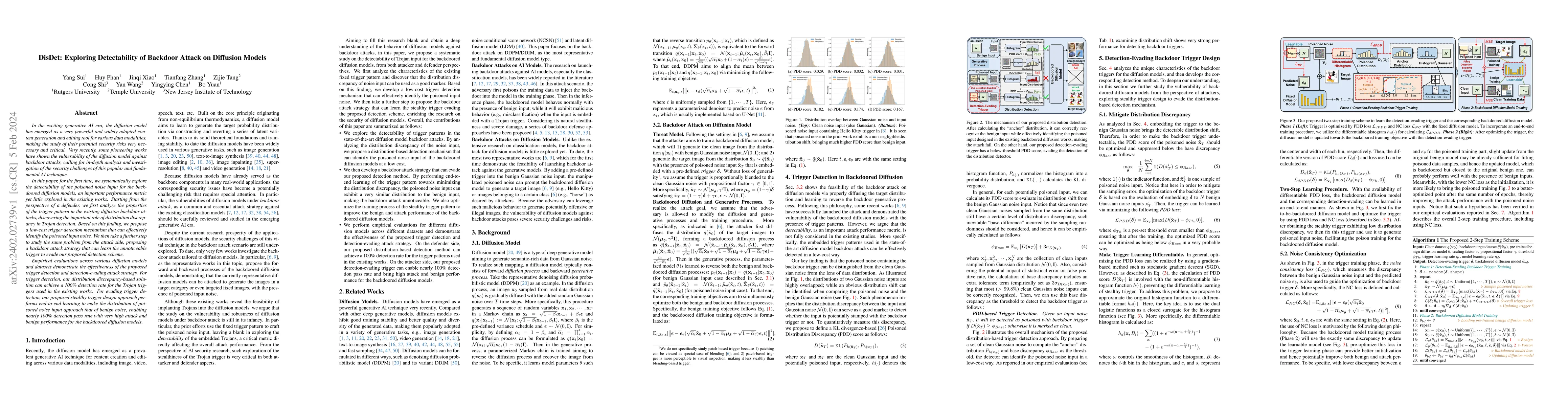 Thumbnail for DisDet: Exploring Detectability of Backdoor Attack on Diffusion Models