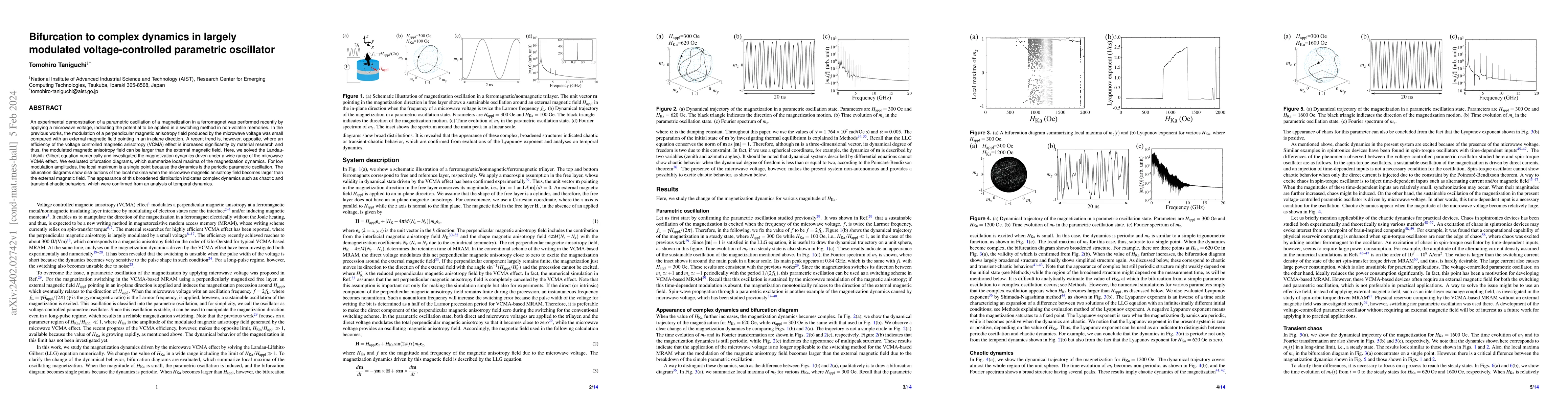 Thumbnail for Bifurcation to complex dynamics in largely modulated voltage-controlled
  parametric oscillator