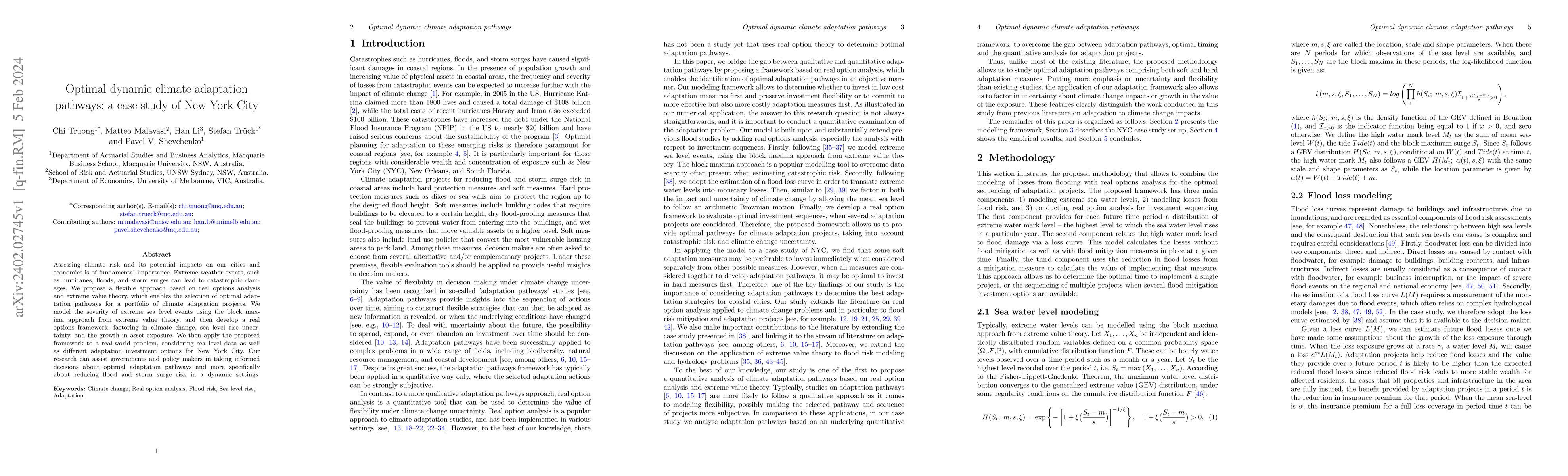 Thumbnail for Optimal dynamic climate adaptation pathways: a case study of New York
  City