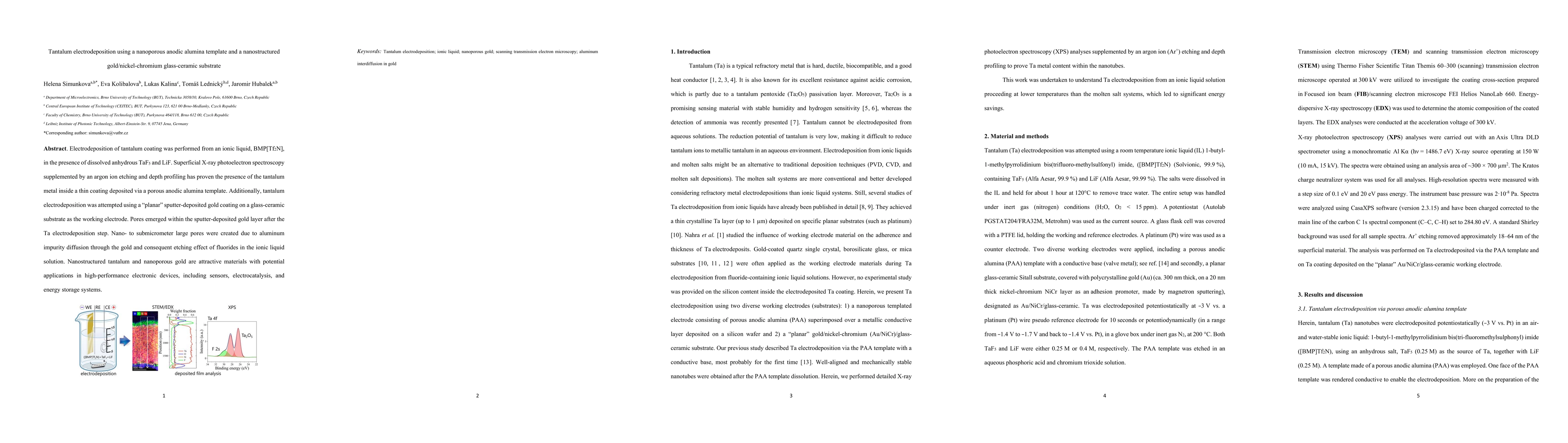 Thumbnail for Tantalum electrodeposition on glass-ceramic substrate -- compositional
  and structural analyses