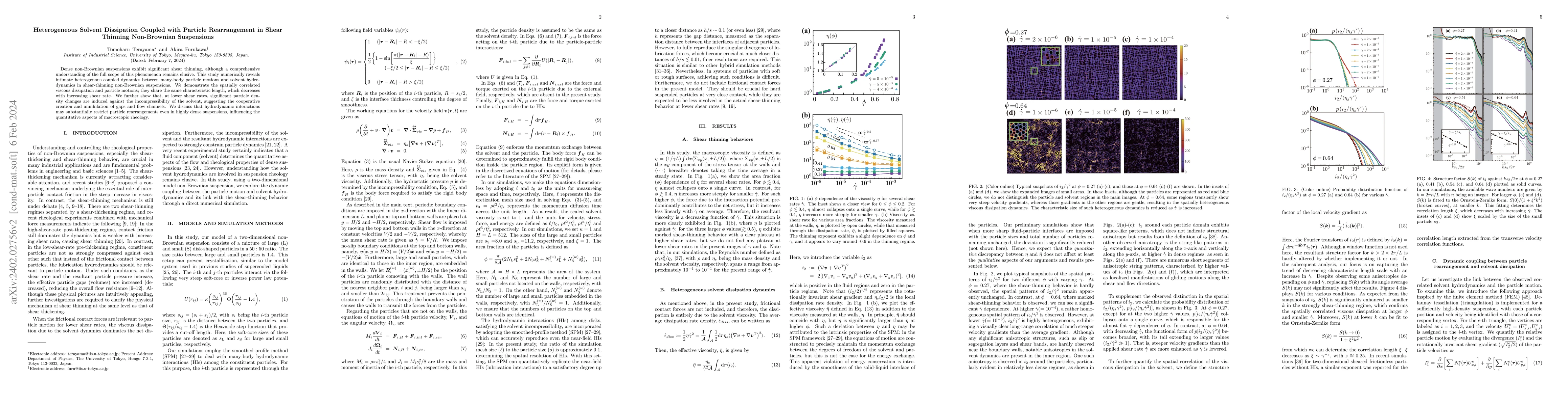 Thumbnail for Heterogeneous Solvent Dissipation Coupled with Particle Rearrangement in
  Shear Thinning Non-Brownian Suspensions