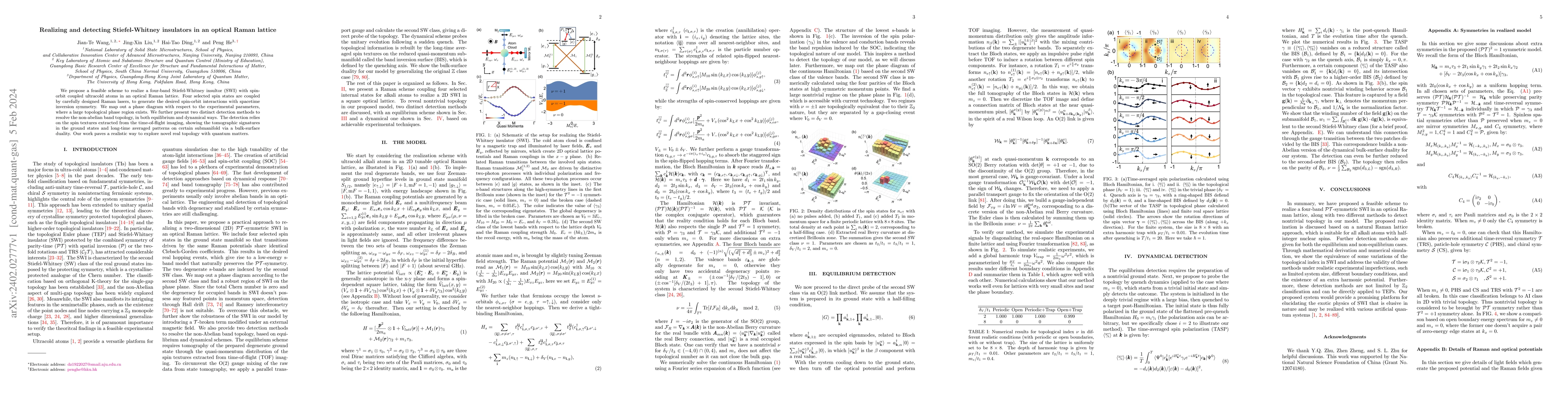 Thumbnail for Realizing and detecting Stiefel-Whitney insulators in an optical Raman
  lattice