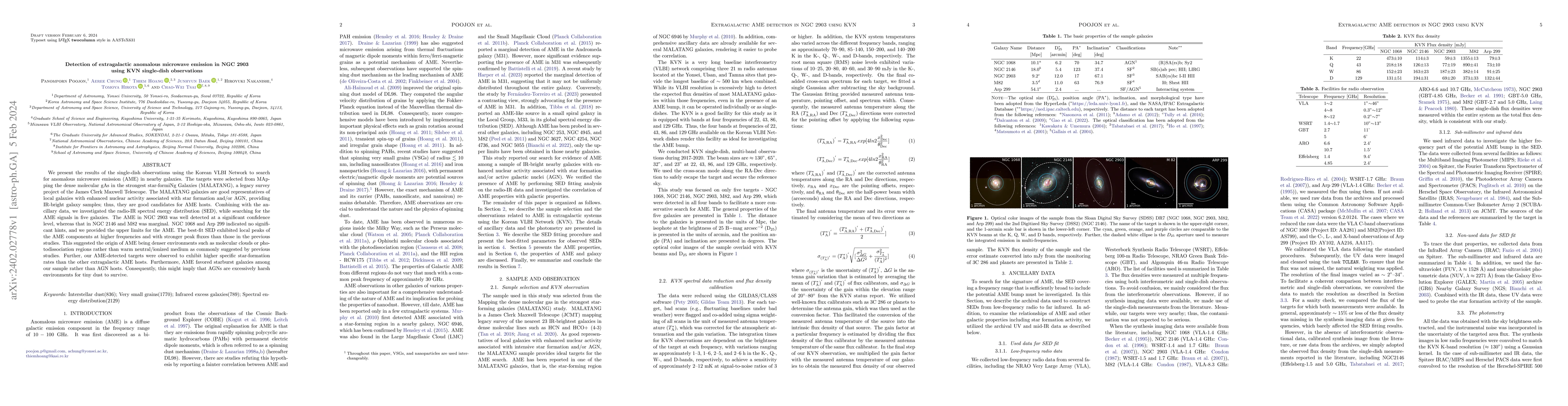 Thumbnail for Detection of extragalactic anomalous microwave emission in NGC 2903
  using KVN single-dish observations