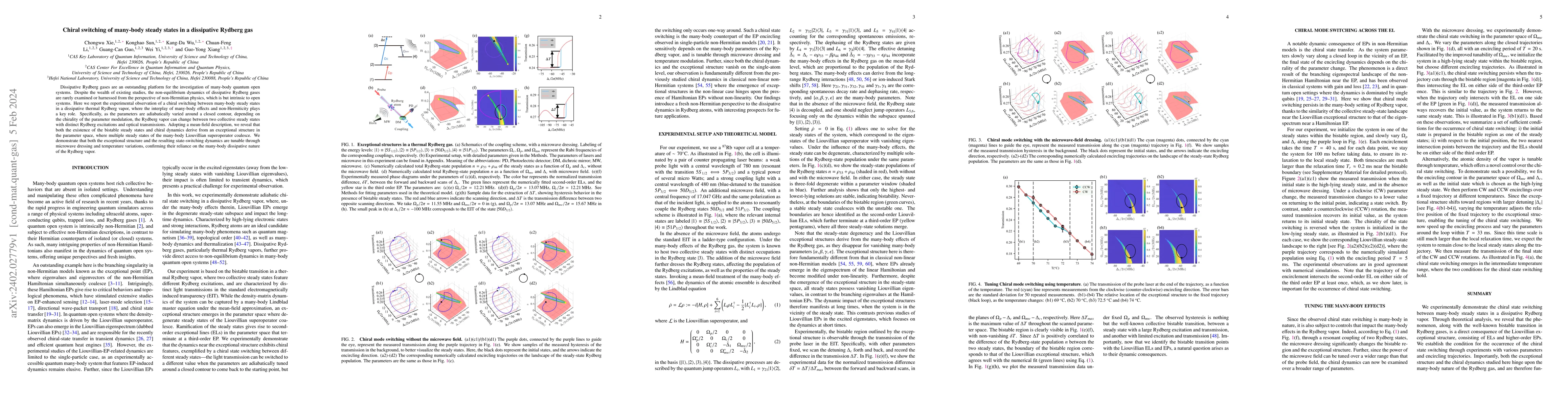Thumbnail for Chiral switching of many-body steady states in a dissipative Rydberg gas