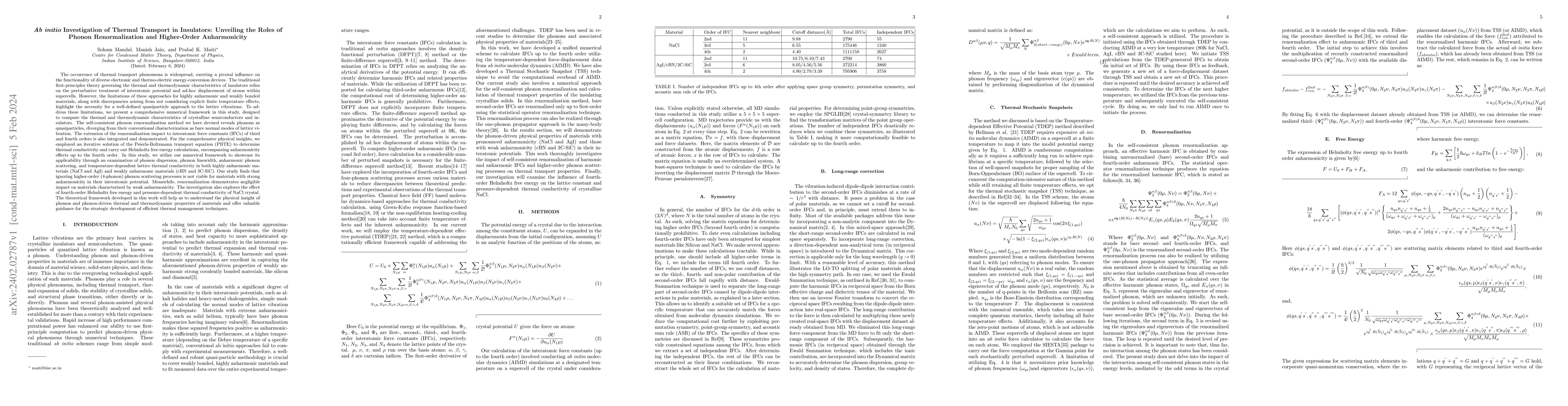 Thumbnail for Ab initio Investigation of Thermal Transport in Insulators: Unveiling
  the Roles of Phonon Renormalization and Higher-Order Anharmonicity