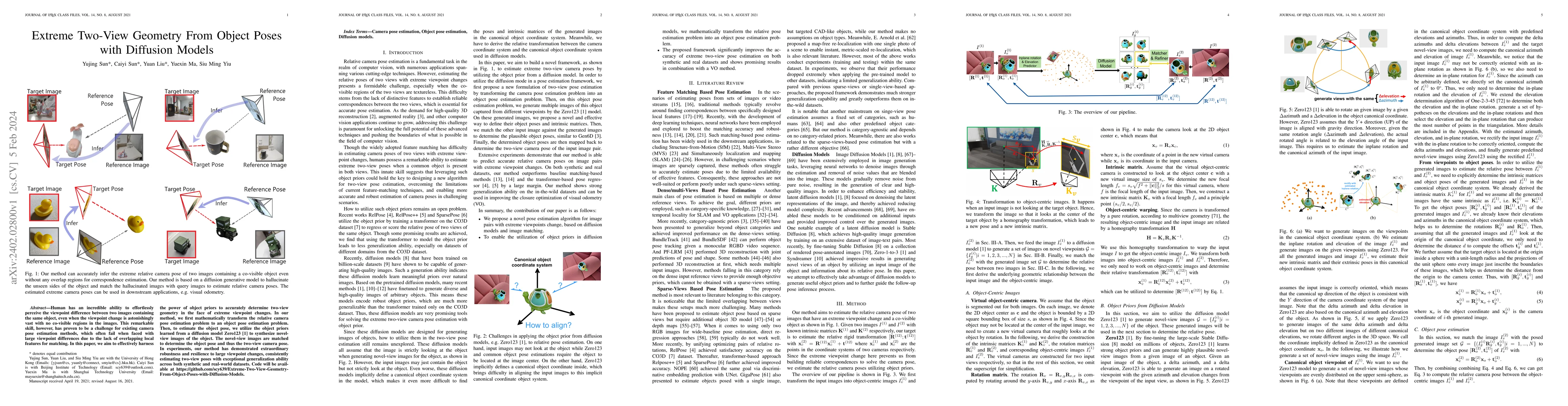 Thumbnail for Extreme Two-View Geometry From Object Poses with Diffusion Models